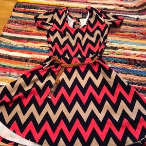 Chevron Dress with belt